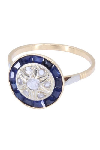 Bague 56 BAGUE ART DÉCO SAPHIRS BLEUS ET BLANCS 58 Facettes 087311