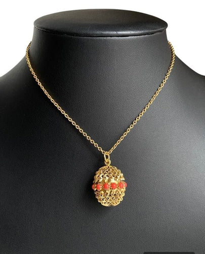 Pendentif Pendentif or jaune pierres imitation corail 58 Facettes