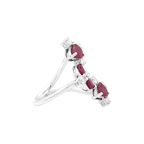 Bague 46 Bague ouverte, or blanc, rubis et diamants. 58 Facettes 35094