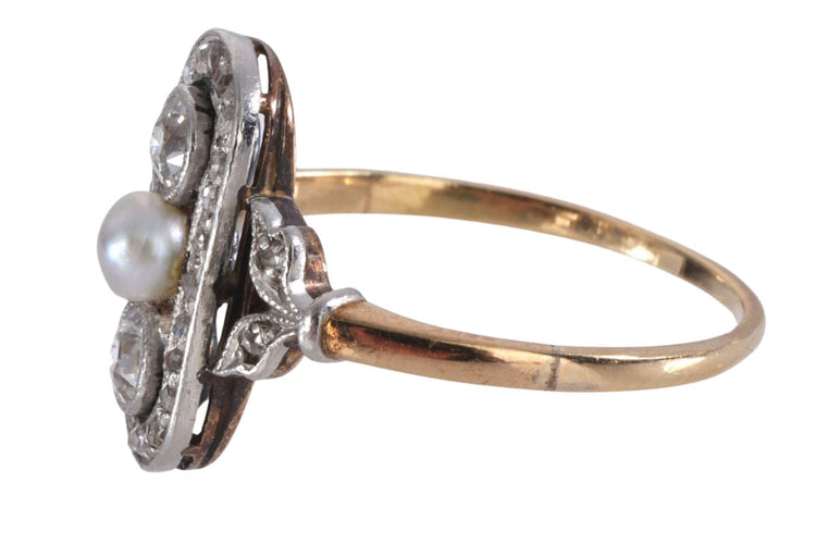 Bague 53 Bague de style Art déco avec perle et diamants 58 Facettes 10077