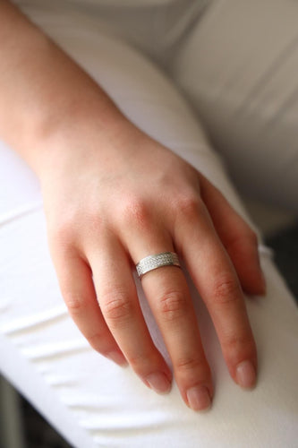 Bague 53 Bague demi alliance Or blanc Diamant 58 Facettes 2303326CN