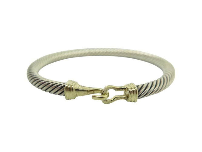 Bracelet bracelet DAVID YURMAN buckle classic cable 5mm en argent 925 or jaune 14k 58 Facettes 267212