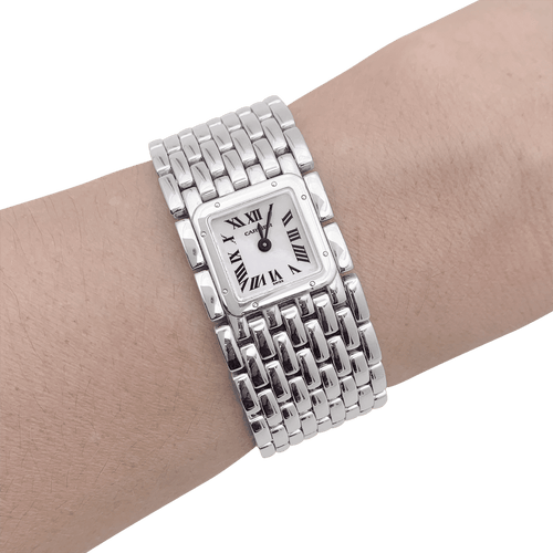 Montre Montre Cartier "Panthère ruban" en acier et nacre. 58 Facettes 34465