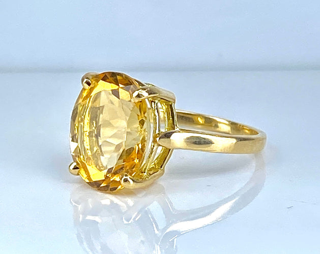 Bague 46.5 Bague en or jaune 18 carats et citrine 58 Facettes AB492