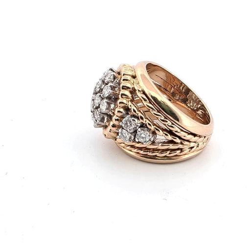 Bague 54 Bague en or jaune massif avec diamants 58 Facettes