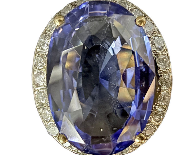 Bague 63 Bague or jaune sertie d'une Tanzanite de 16 carats 58 Facettes