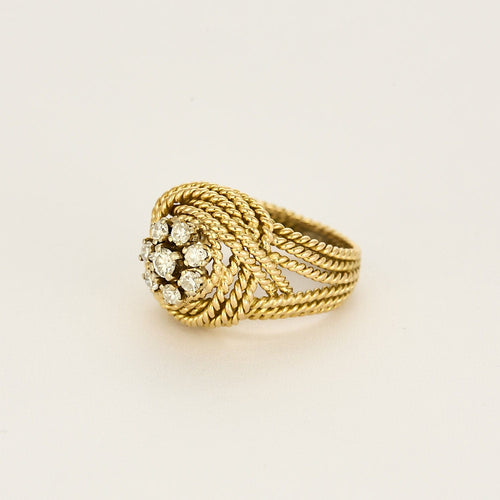 Bague 53 Bague tressée en or jaune et diamants 58 Facettes CHOL1168