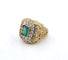 Bague 48 Superbe bague vintage en or jaune massif avec émeraude et diamants 58 Facettes