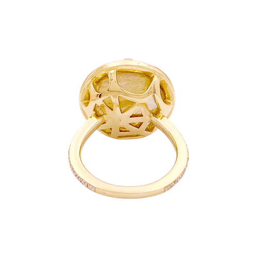 Bague 53 Bague CHAUMET, "Attrape Moi Si Tu M'aimes", "Galet", or jaune, diamants, quartz rutile. 58 Facettes 34773