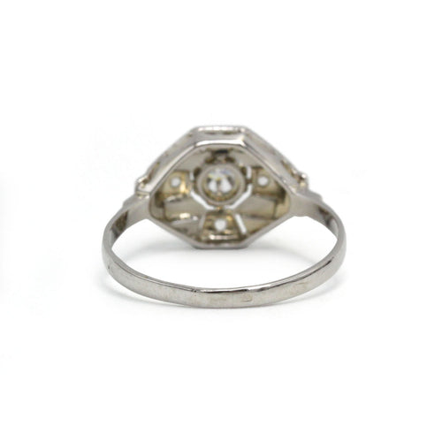 Pierścionek Art Deco - Złoto, Platyna i diamenty 