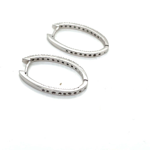 Boucles d'oreilles Boucles d'oreille Créoles Or Blanc Diamants 58 Facettes