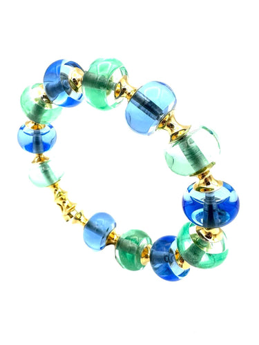 Bracelet MARINA B. Collection "Milano pneus", bracelet or jaune et perles de verre 58 Facettes