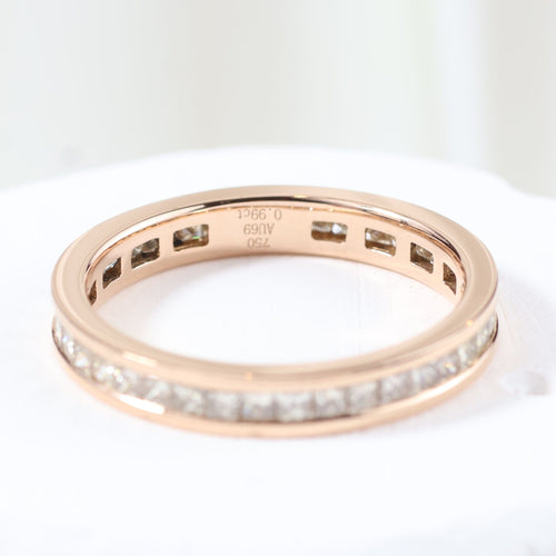 Bague Alliance en or rose sertie de diamants taille princesse 58 Facettes J020000096