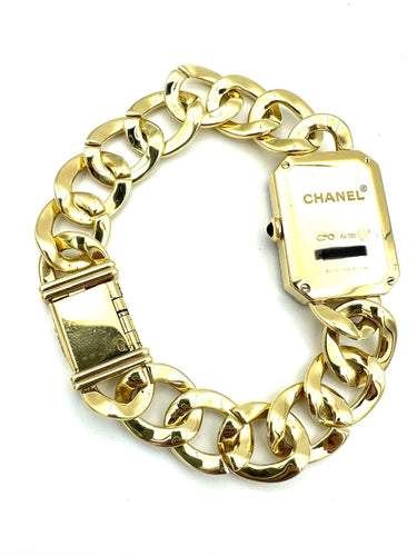 Montre CHANEL. Collection "Première chaine gourmette", montre en or jaune 18K 58 Facettes