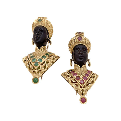 Broche Broche G.NARDI, "Moretto", or jaune, rubis, ébène. 58 Facettes 34878