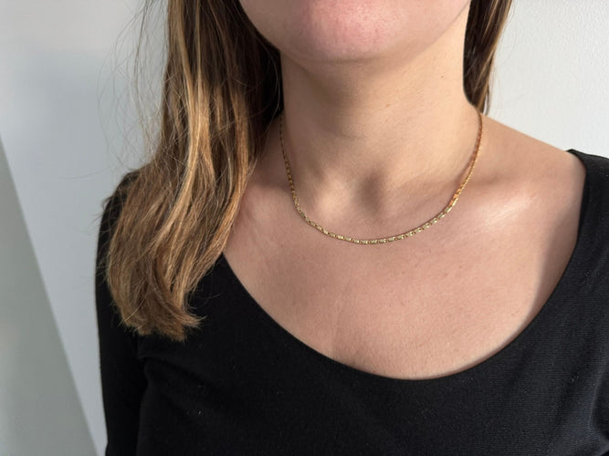 Collier Chaîne maille rectangulaire en or jaune 18 carats 58 Facettes