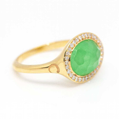 Bague 54.5 Bague DANZE Chrysoprase et Diamant 58 Facettes D361907SO