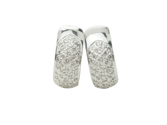 Boucles d'oreilles Boucles d'oreille créoles en or blanc et diamants 58 Facettes 33434