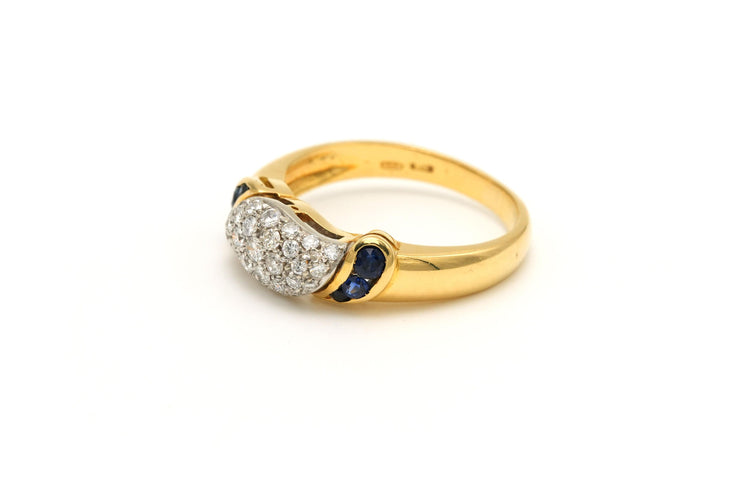 Bague 53 Bague contemporaine en or jaune sertie de saphirs et de diamants 58 Facettes 20779