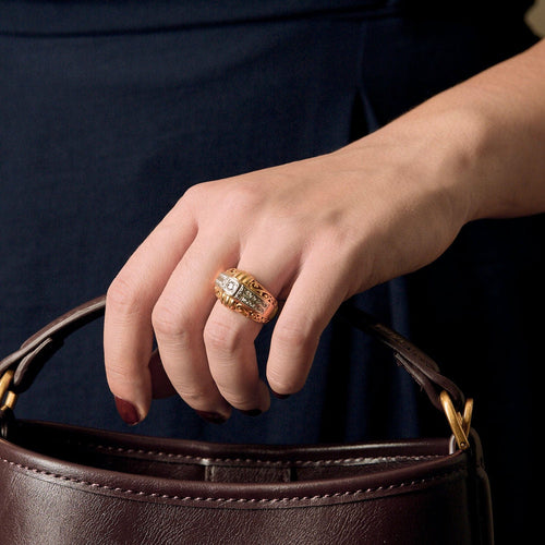 Bague 54 Bague en or jaune, blanc et diamants 58 Facettes DRE1471