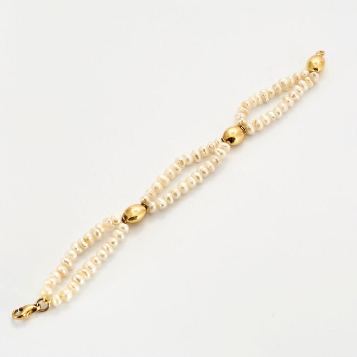 Yellow gold baroque pearl bracelet