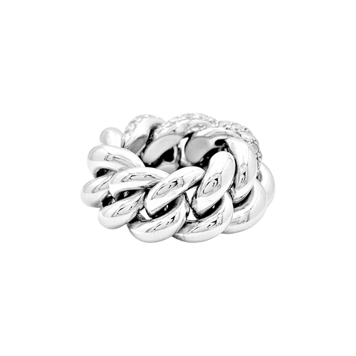 Bague 57 Bague Pomellato "Catene", or blanc et diamants. 58 Facettes 34754