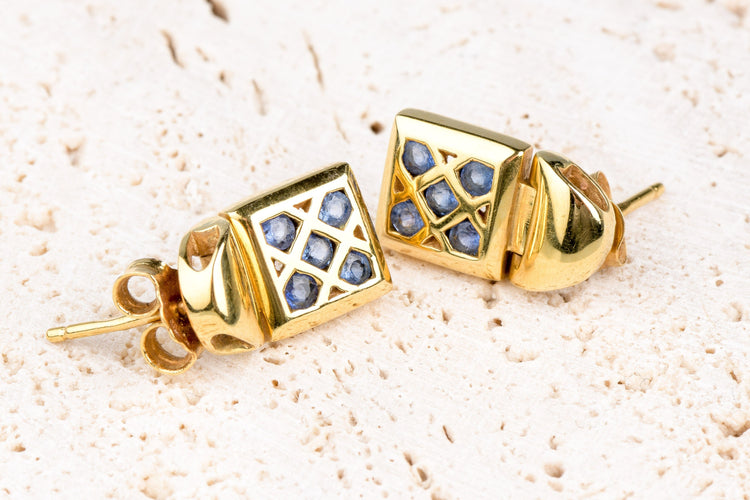 Boucles d'oreilles Boucles d'oreilles 18 carats Or jaune 0.20ct Saphir 58 Facettes BOVISAPH-107