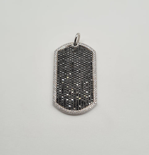 Pendentif Pendentif or blanc serti de diamants noirs et blancs 58 Facettes