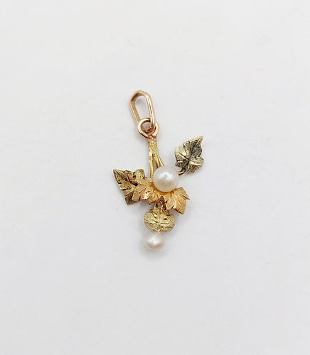 Pendentif Pendentif victorien fleur en or rose et jaune 18k et perles 58 Facettes A02325