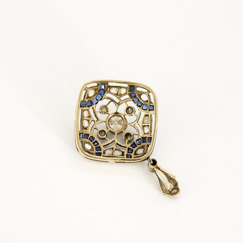 Pendentif or blanc, saphirs et diamants 58 Facettes B250461