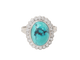 Bague 56 Bague pompadour en or blanc, diamants et Turquoise en cabochon 58 Facettes 33204