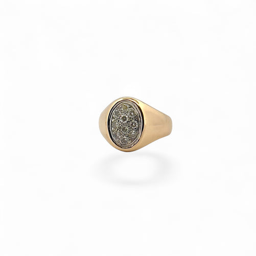 Bague 52 Chevalière rétro en or jaune 18 carats et diamants 58 Facettes