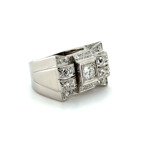 Bague 54 Bague Tank Platine et Diamants 58 Facettes 1.0000394/1