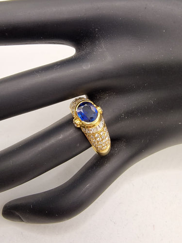 Bague 59 Bague vintage en or jaune avec saphir des années 1970-80 58 Facettes