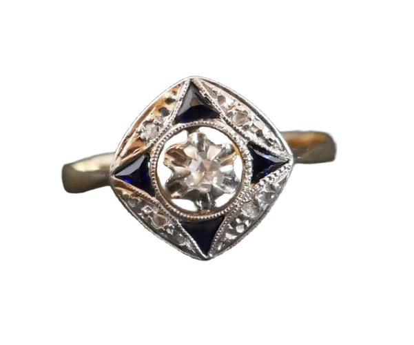 Bague 56 Bague Art Déco or, diamants et saphirs calibrés. 58 Facettes C16-05
