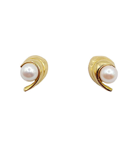 Boucles d'oreilles Puces d'oreilles vintage or jaune perles de cultures 58 Facettes A03213