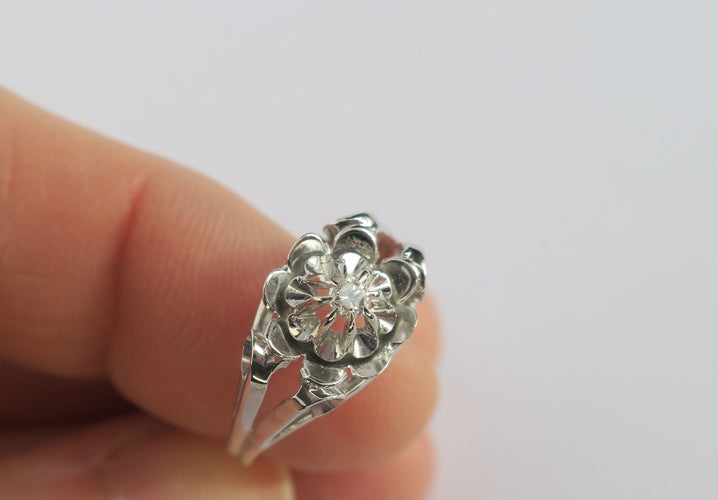 Bague 53 Bague 1950 Diamant Or blanc 58 Facettes