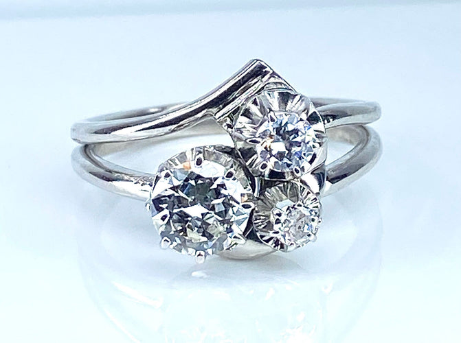 Bague 52 Bague or blanc sertie  de 3 diamants 58 Facettes AB450