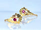 18-carat yellow gold earrings Sleepers earrings with red stones 