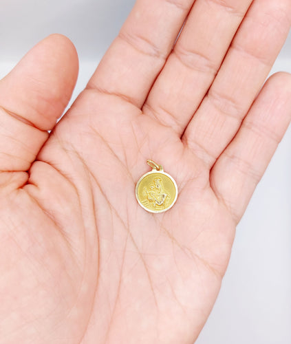 Pendentif Médaille religieuse vintage or jaune double face vierge Marie et Jésus Christ 58 Facettes B01019