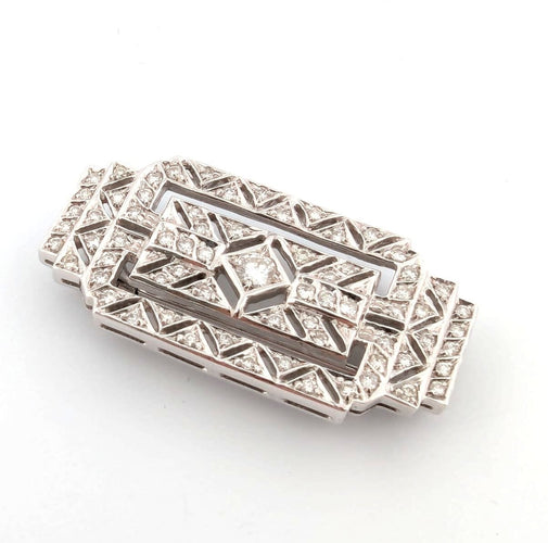 Broche Broche Art Déco en or blanc avec diamants 58 Facettes
