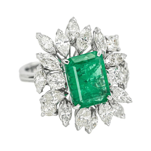 Bague 55 Bague Pompadour  Or blanc Emeraude, Diamant 58 Facettes 4398644CN