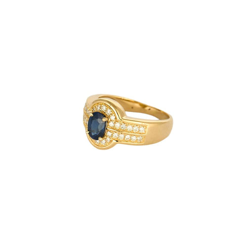 Bague 56,5 Bague or jaune, saphir et diamants 58 Facettes SMA0139
