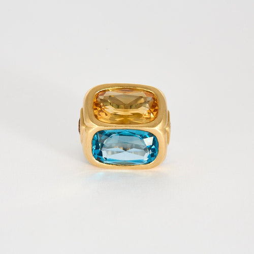 Bague 55 MARINA B - Bague or bicolore, topaze et citrine 58 Facettes