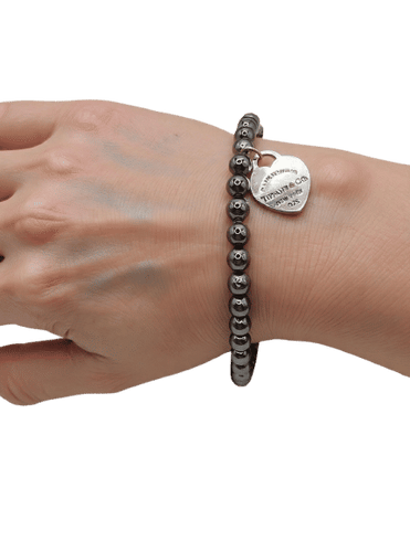 Bracelet Bracelet Tiffany & Co. - Perles en forme de cœur, argent 925 et onyx noir 58 Facettes