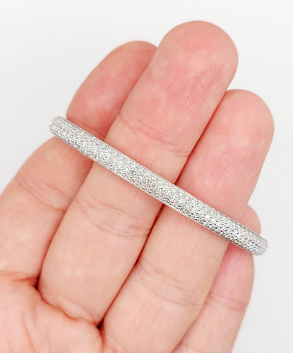 Brățară rigidă din aur alb 18k și 2,80 carate de diamante, vintage, art deco 