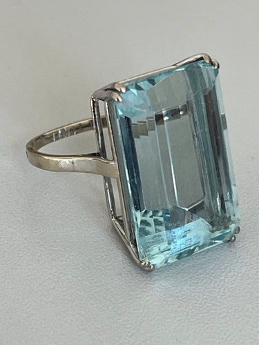 Bague 52 Bague or blanc Aigue-Marine 58 Facettes 5703