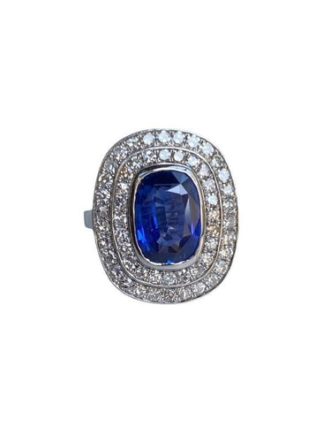 Bague 53 Bague en or blanc saphir et diamants 58 Facettes