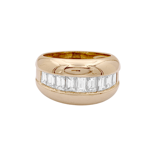 Bague Bague Cartier, "Odin", or jaune, diamants taille émeraudes. 58 Facettes 34672