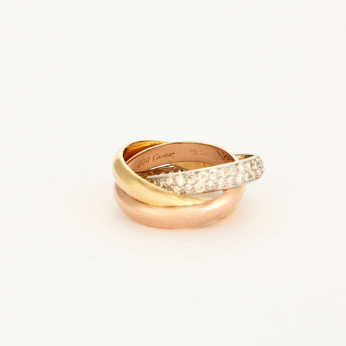 Bague 52 CARTIER - Bague Trinity 1 anneau pavé de diamants 58 Facettes